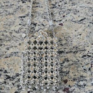 STATEMENT DECO CLARA KASAVINA STUDIO VICTORIAN METAL CRYSTAL EVENING BAG CLUTCH